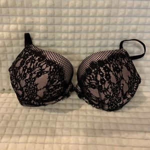 Black and Pink Lace Push Up Victoria’s Secret Bra